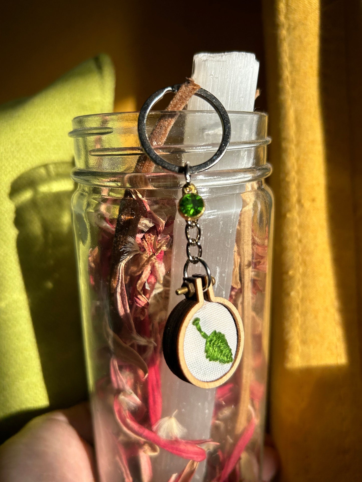 Mini custom hand embroidered keychain charm!