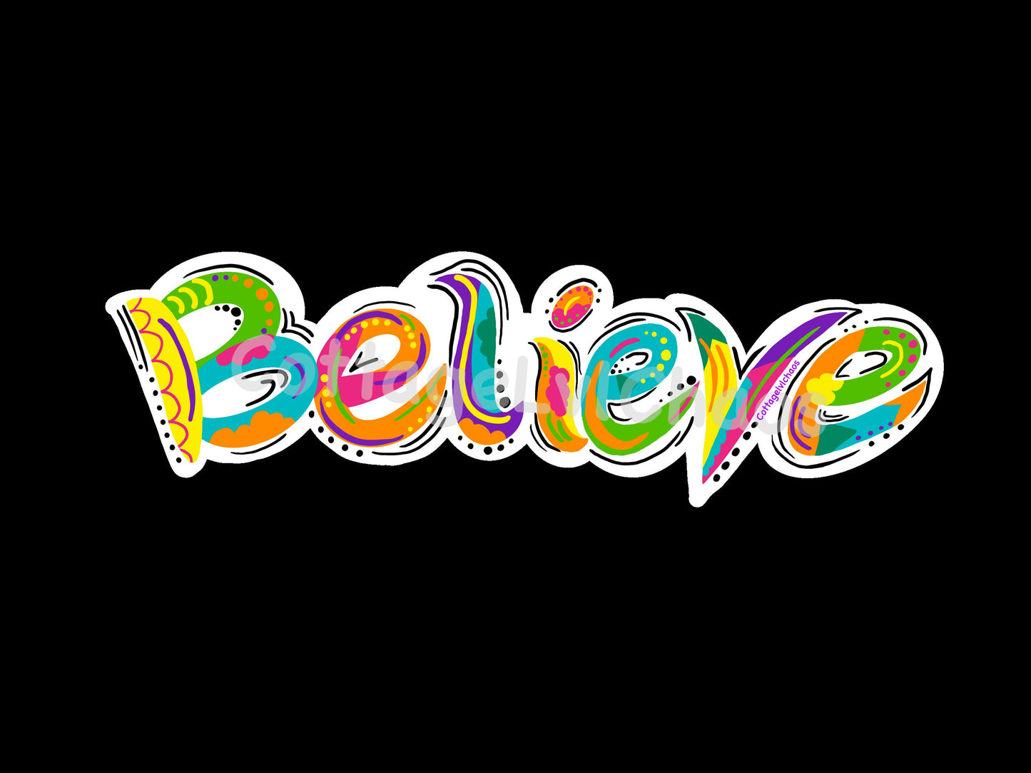 Believe doodle sticker