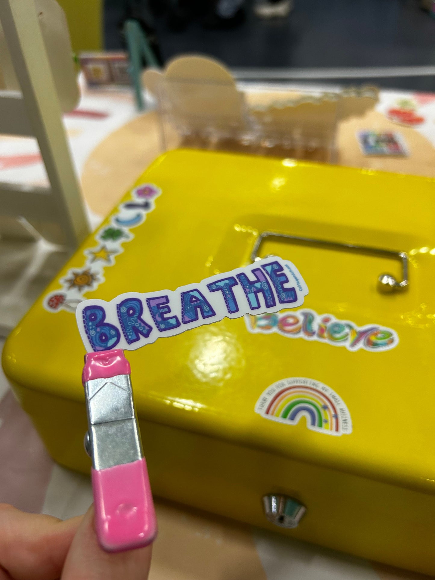 Breathe Vinyl Sticker - Waterproof Reminder Decal, 2.5"