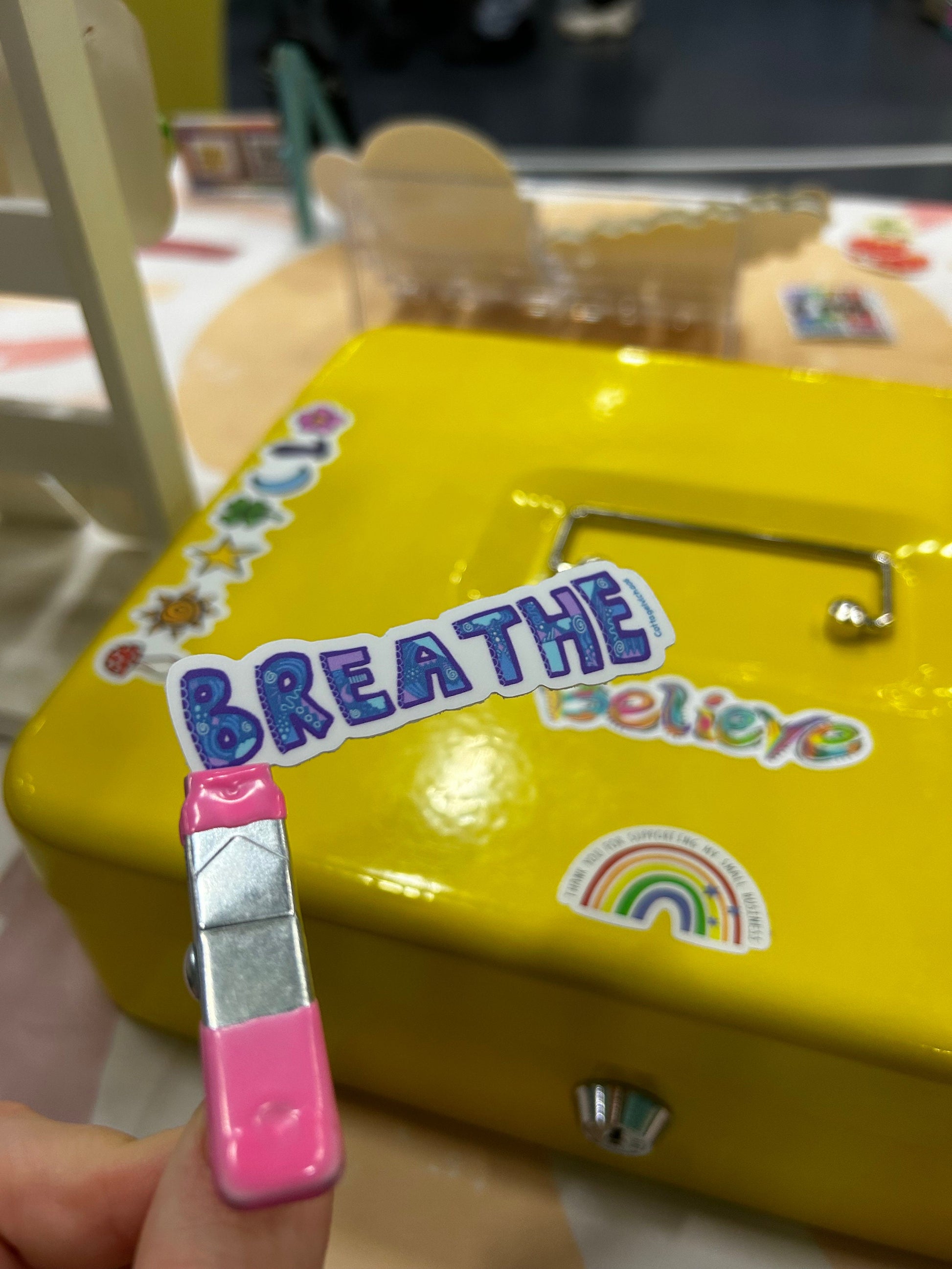 Breathe Vinyl Sticker - Waterproof Reminder Decal, 2.5"
