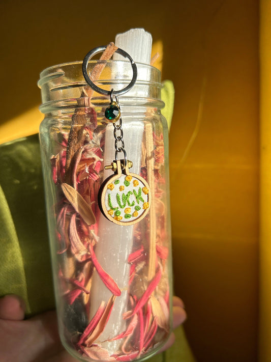 Mini custom hand embroidered keychain charm!
