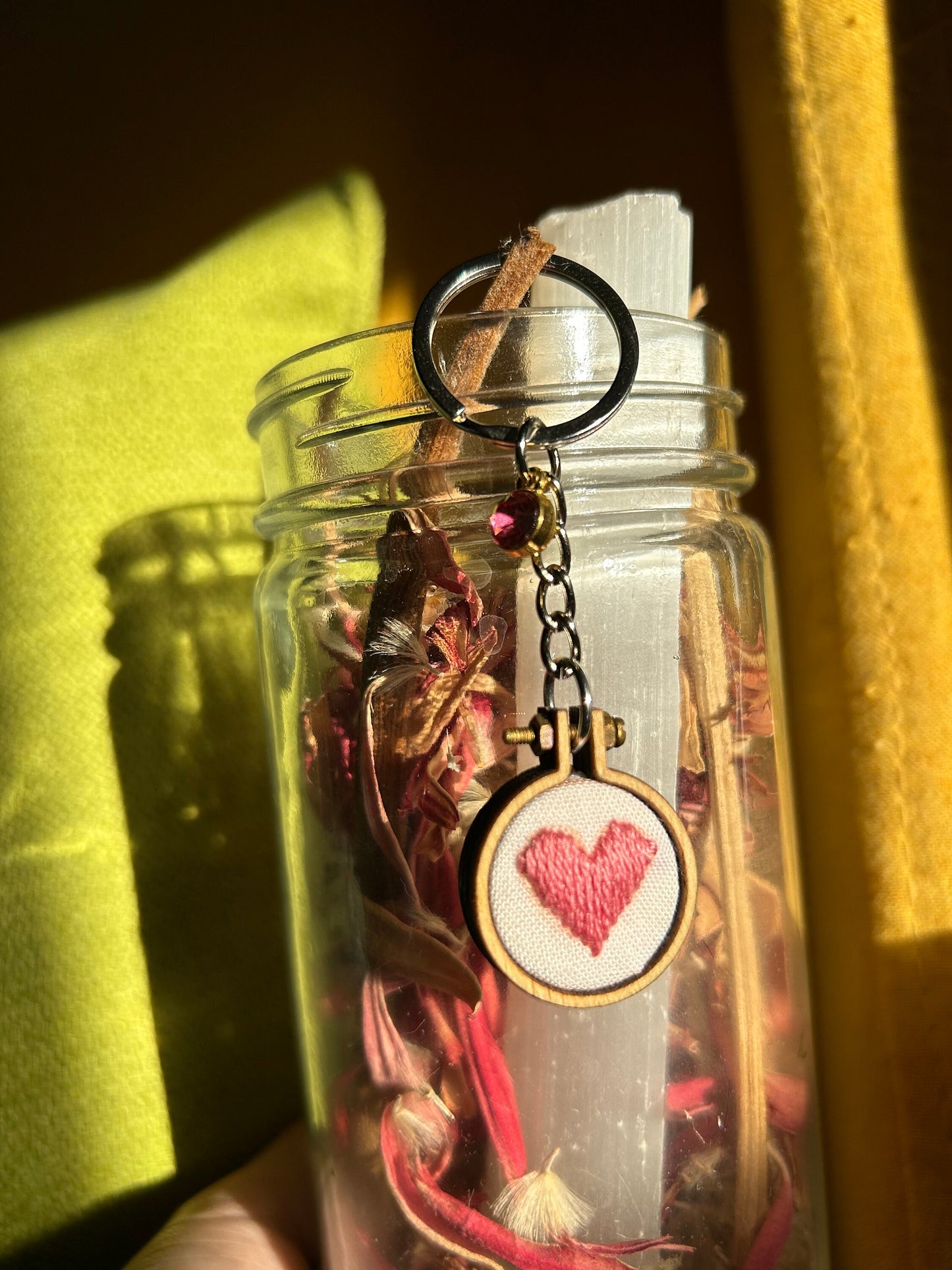 Mini custom hand embroidered keychain charm!
