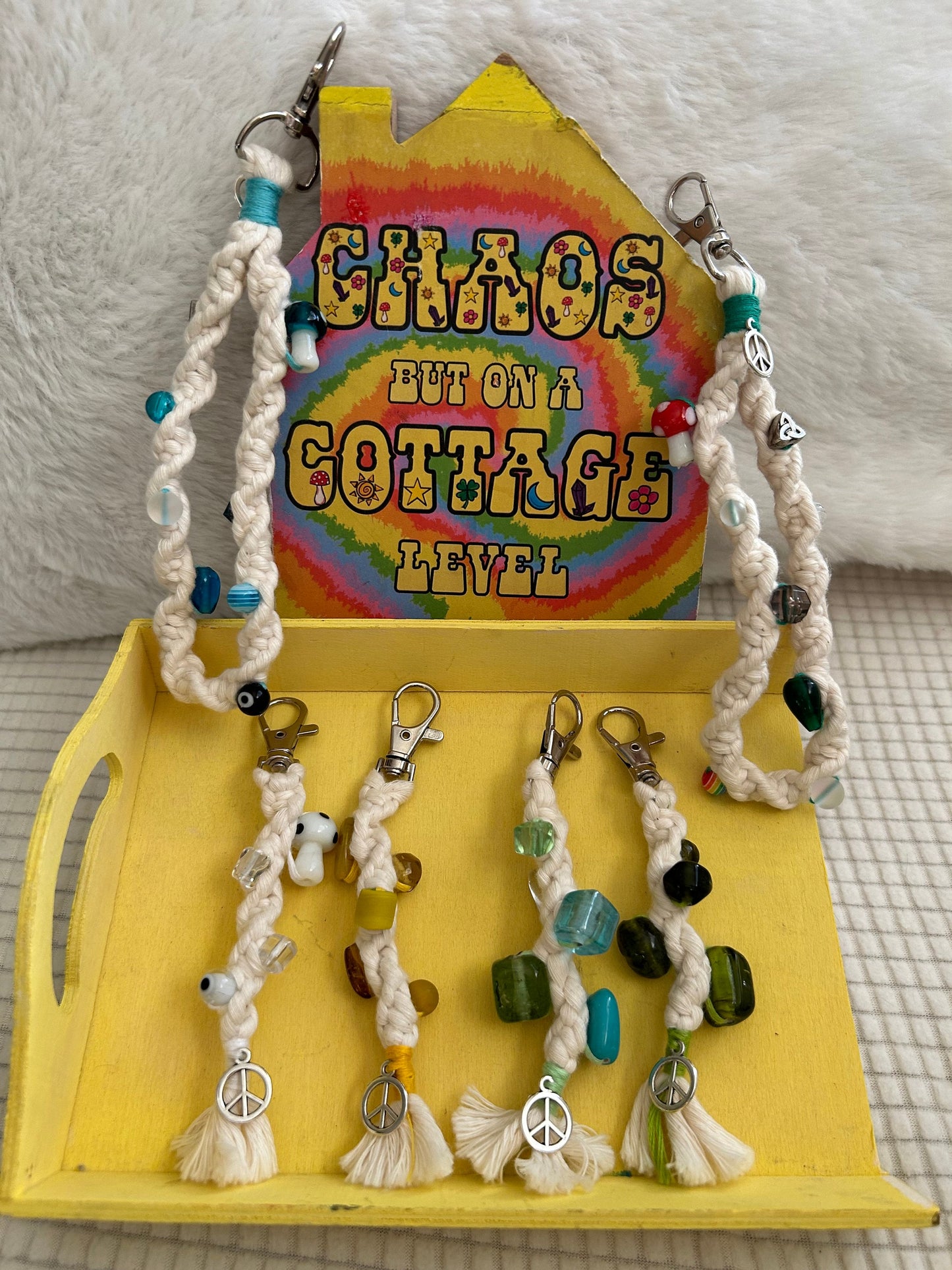 Beaded Macrame fidget keychain