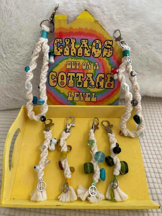 Beaded Macrame fidget keychain