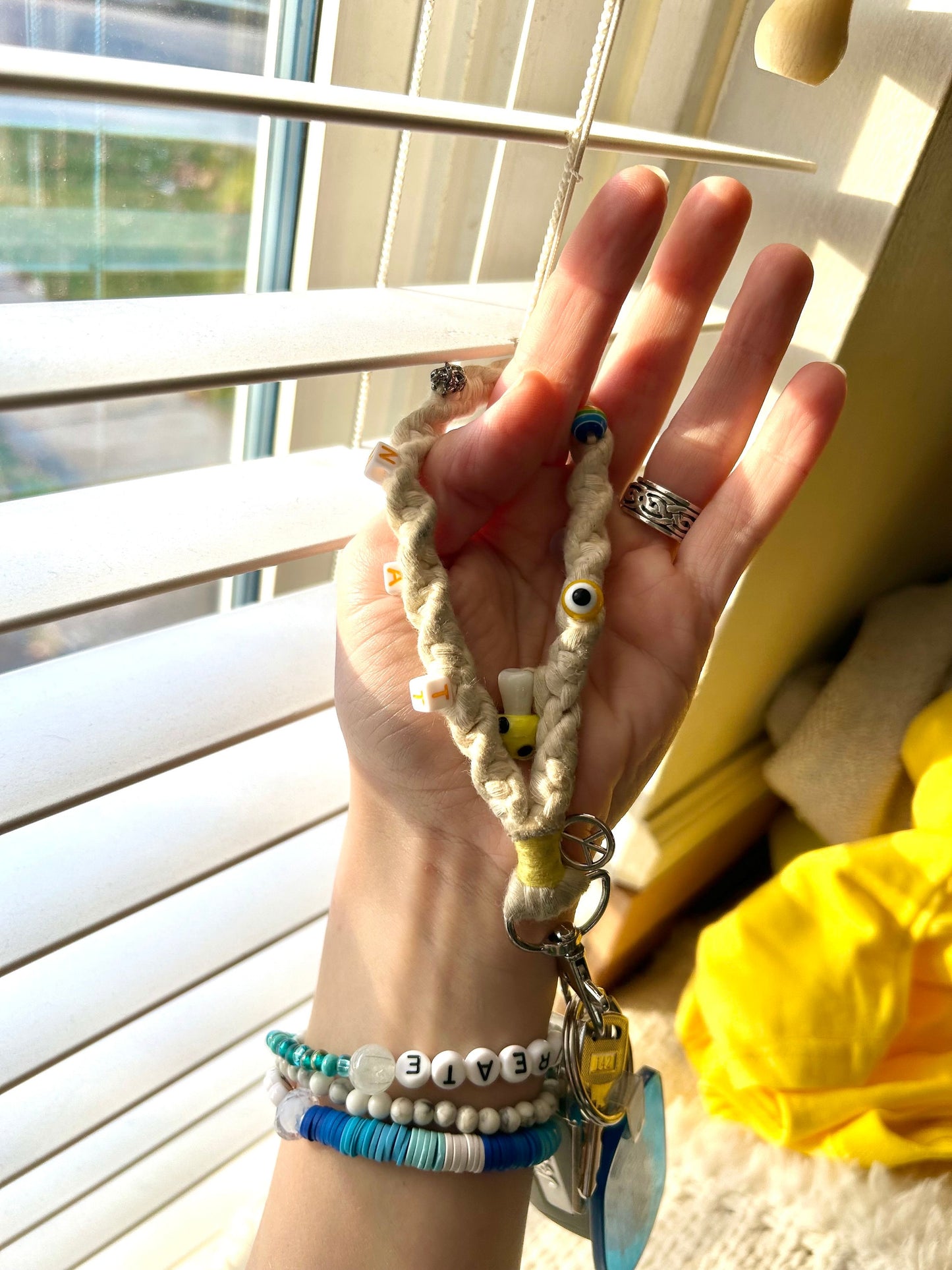 Beaded Macrame fidget keychain