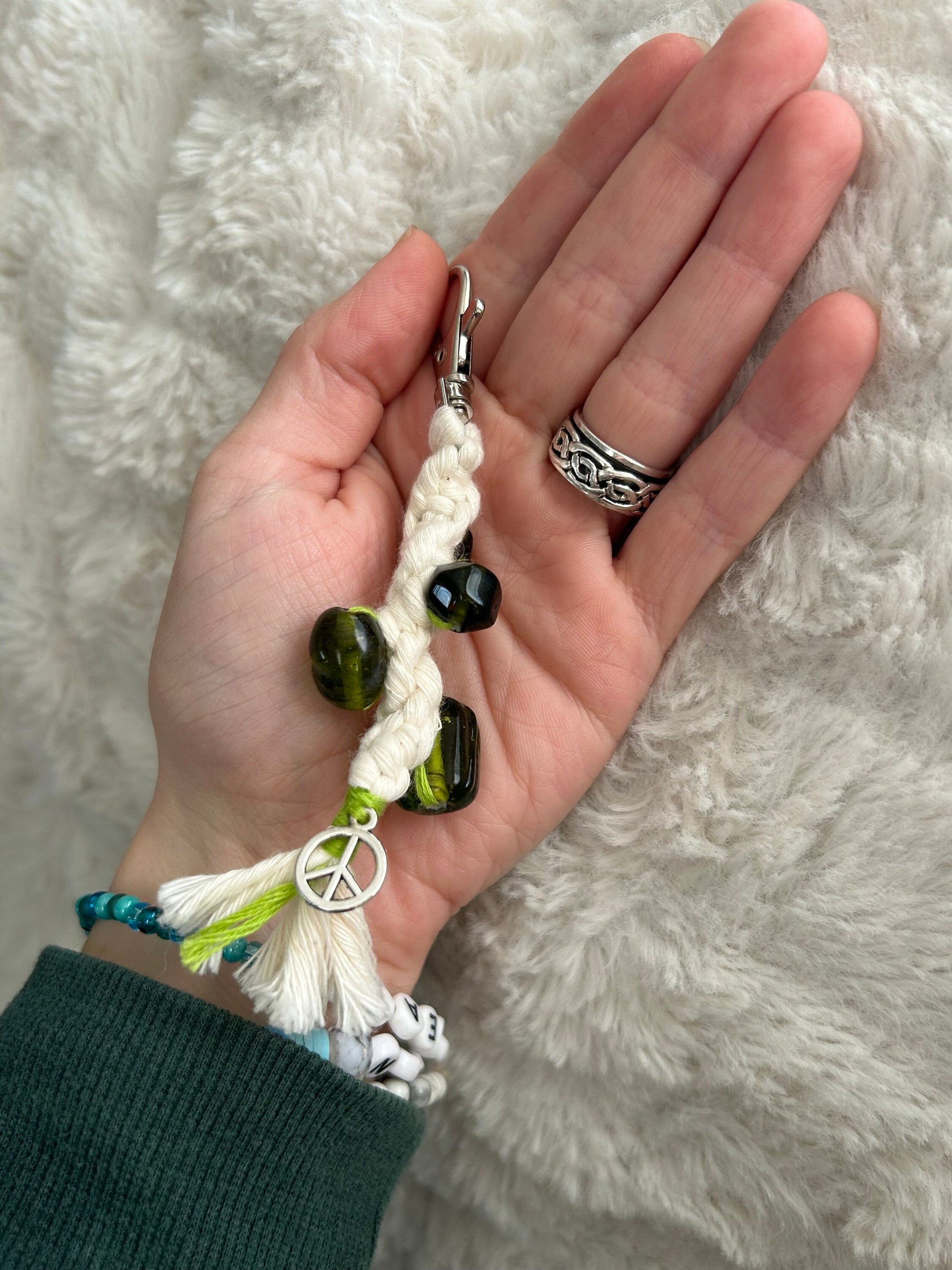 Beaded Macrame fidget keychain