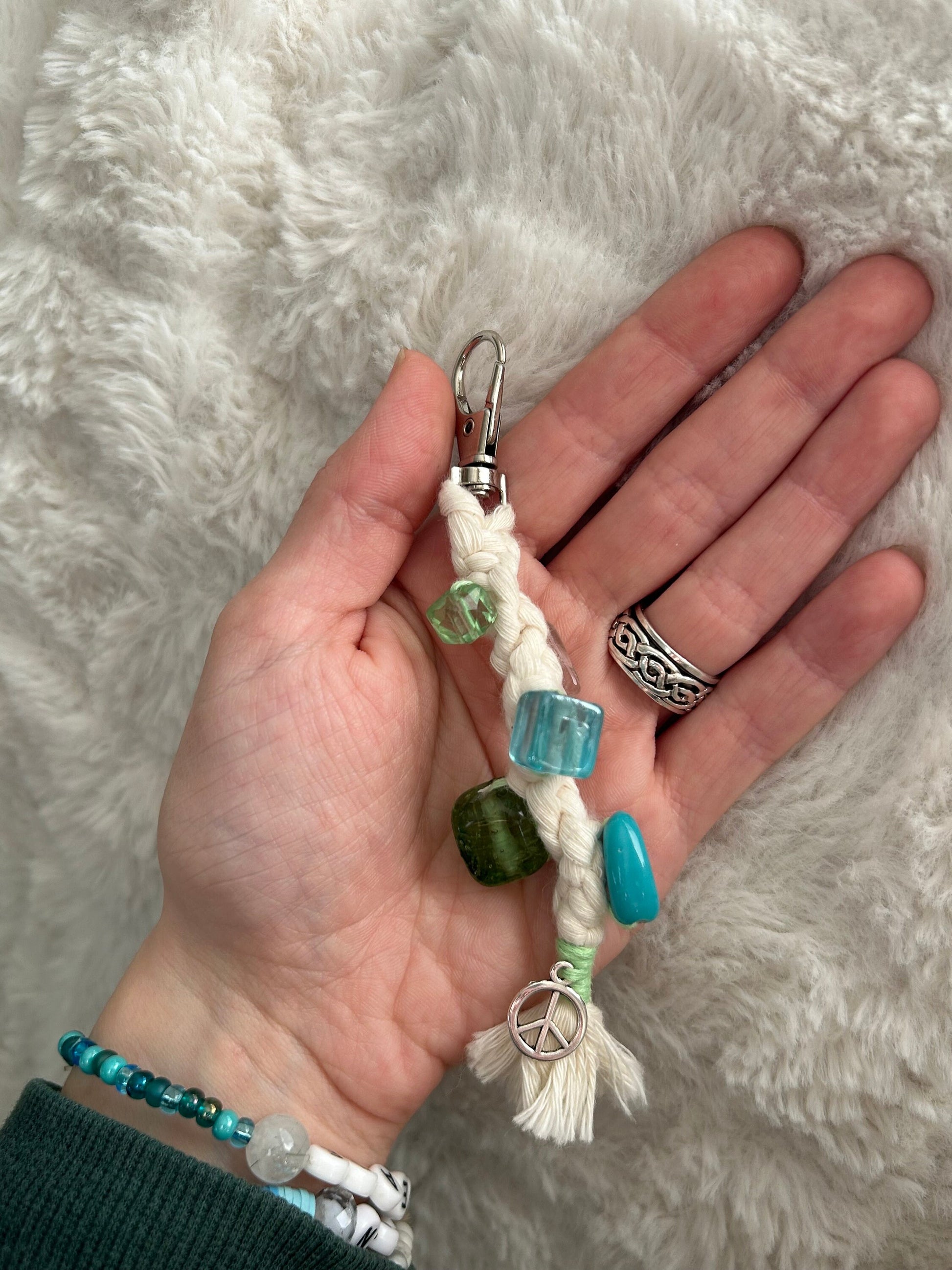 Beaded Macrame fidget keychain