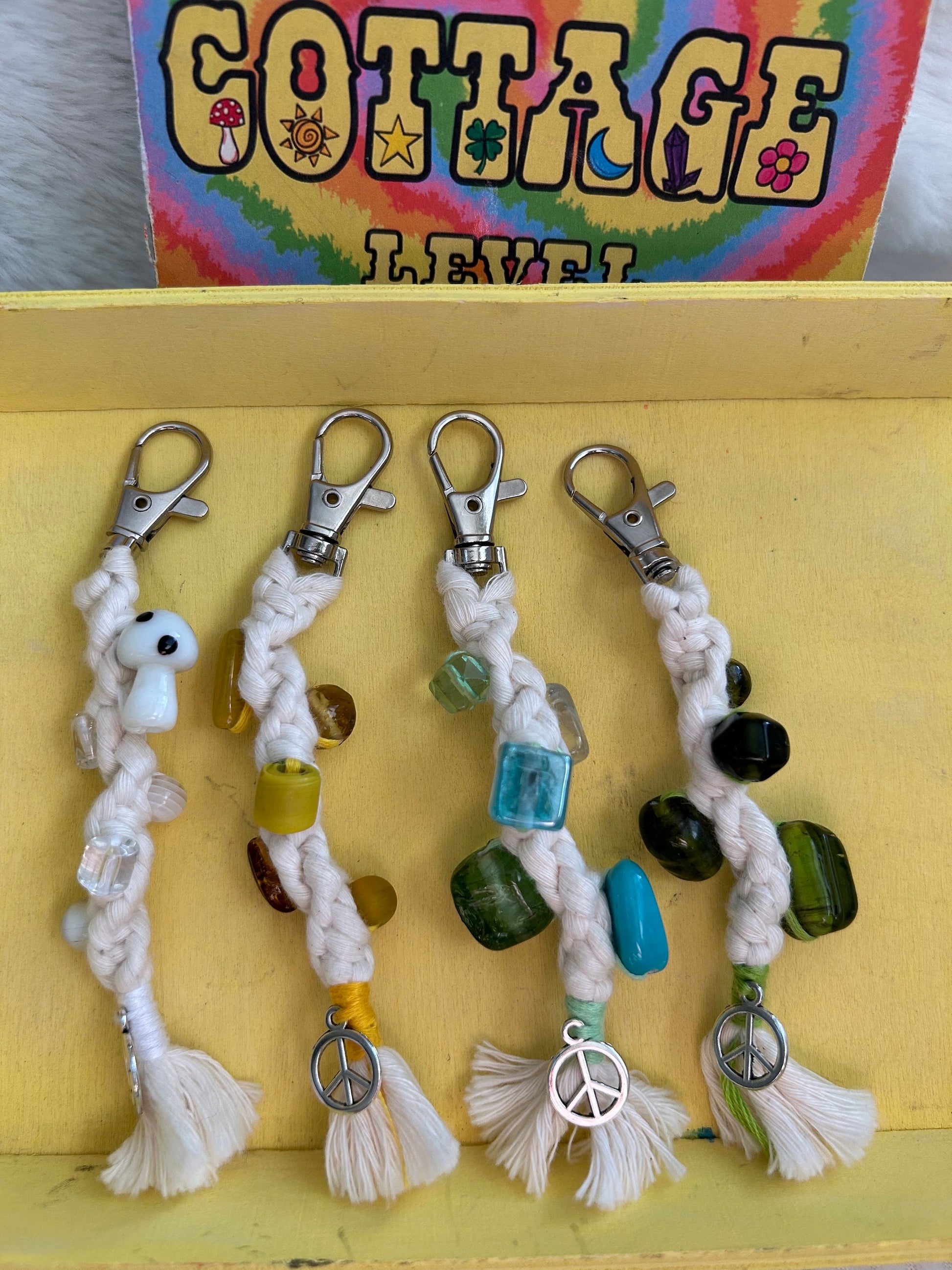 Beaded Macrame fidget keychain