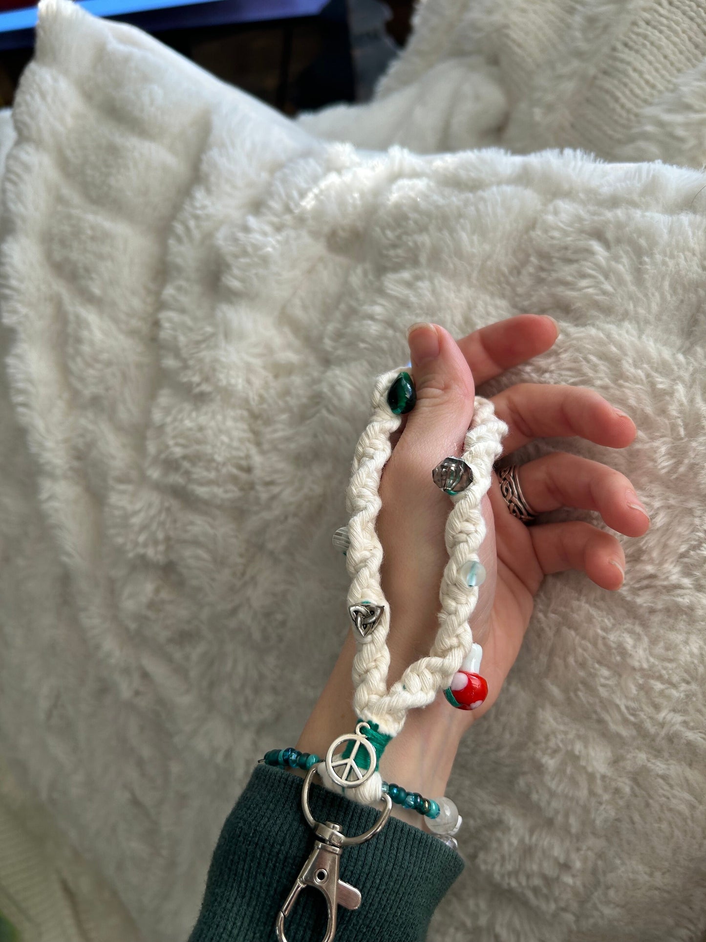 Beaded Macrame fidget keychain