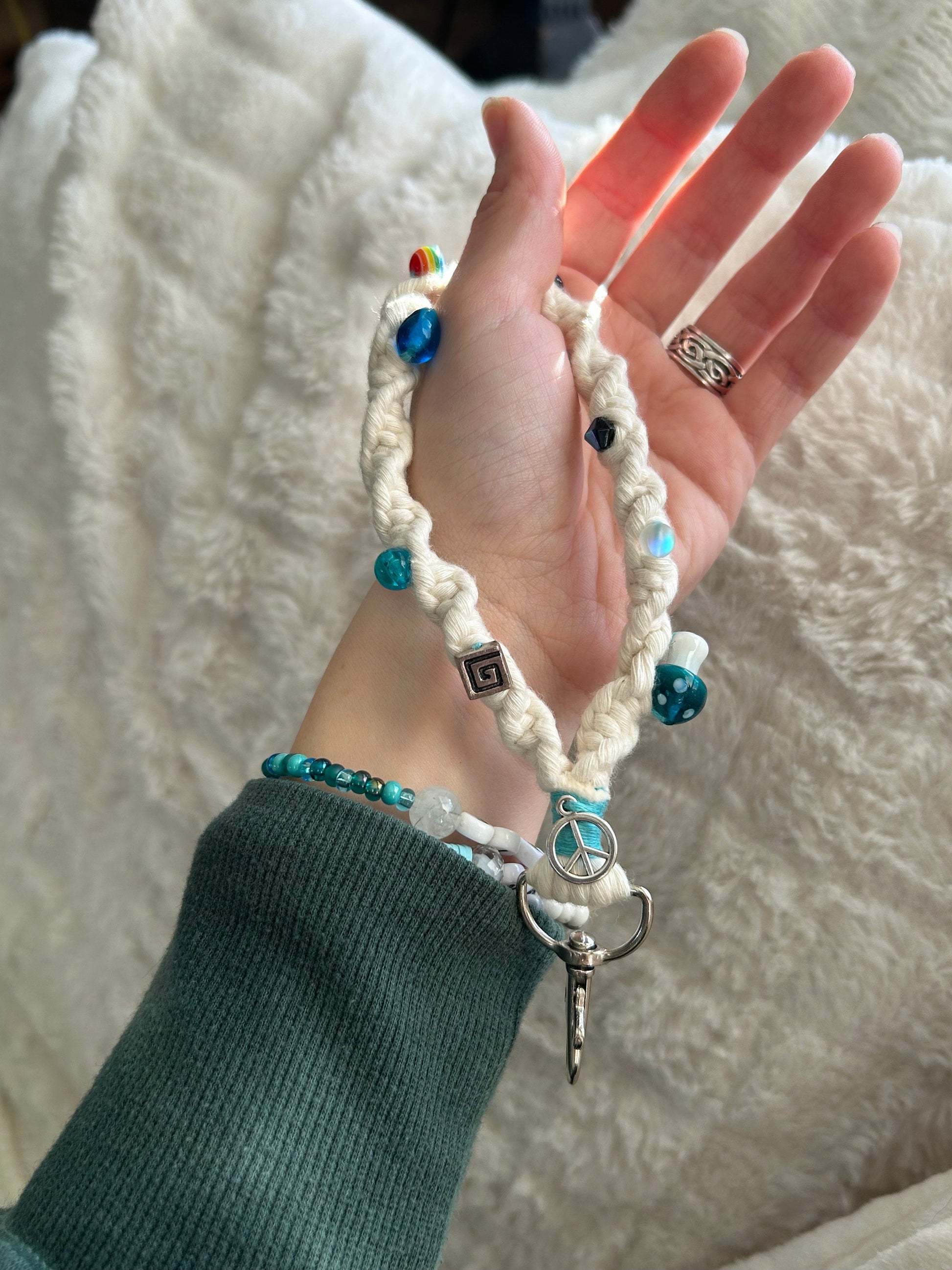 Beaded Macrame fidget keychain