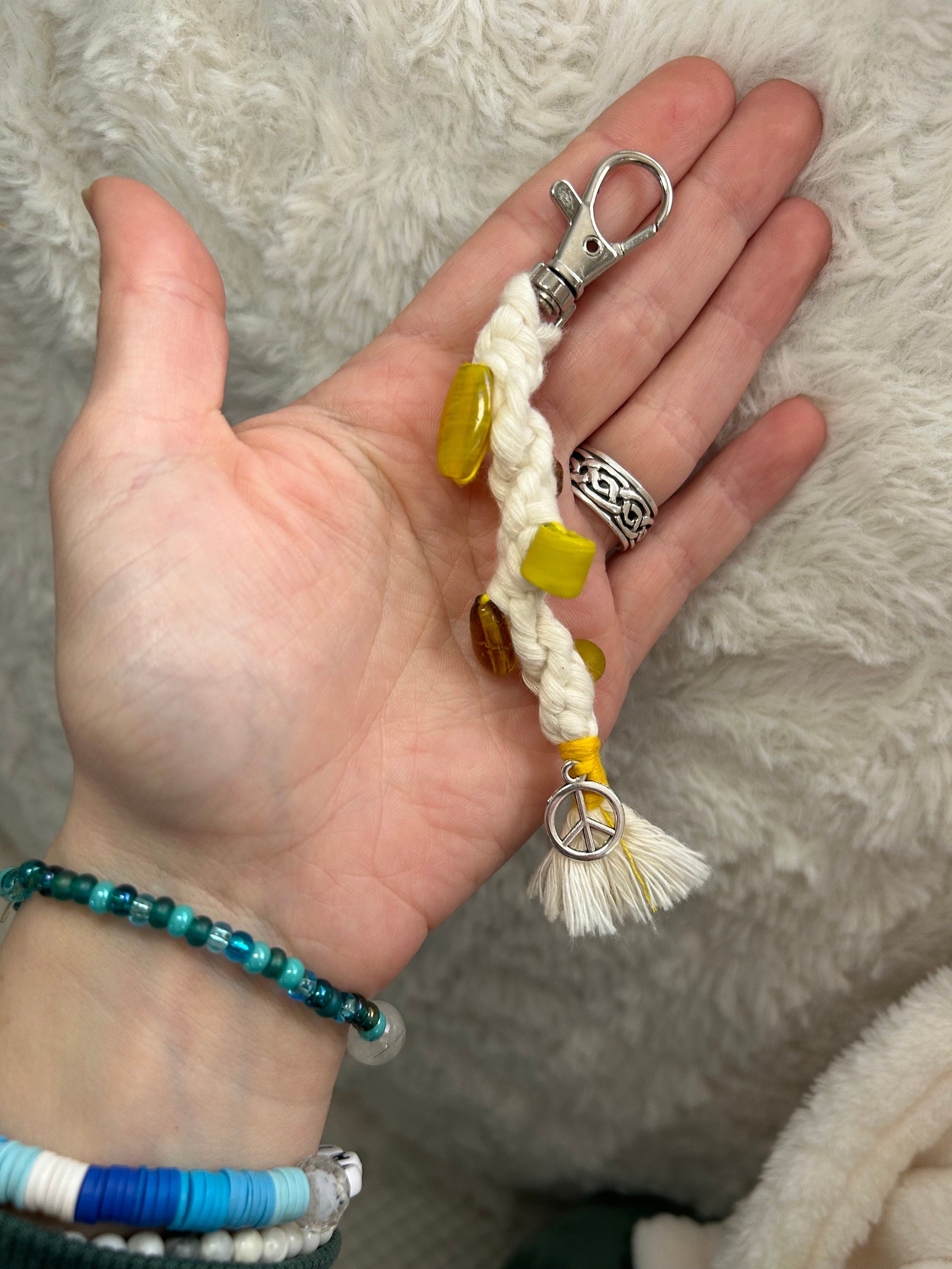 Beaded Macrame fidget keychain
