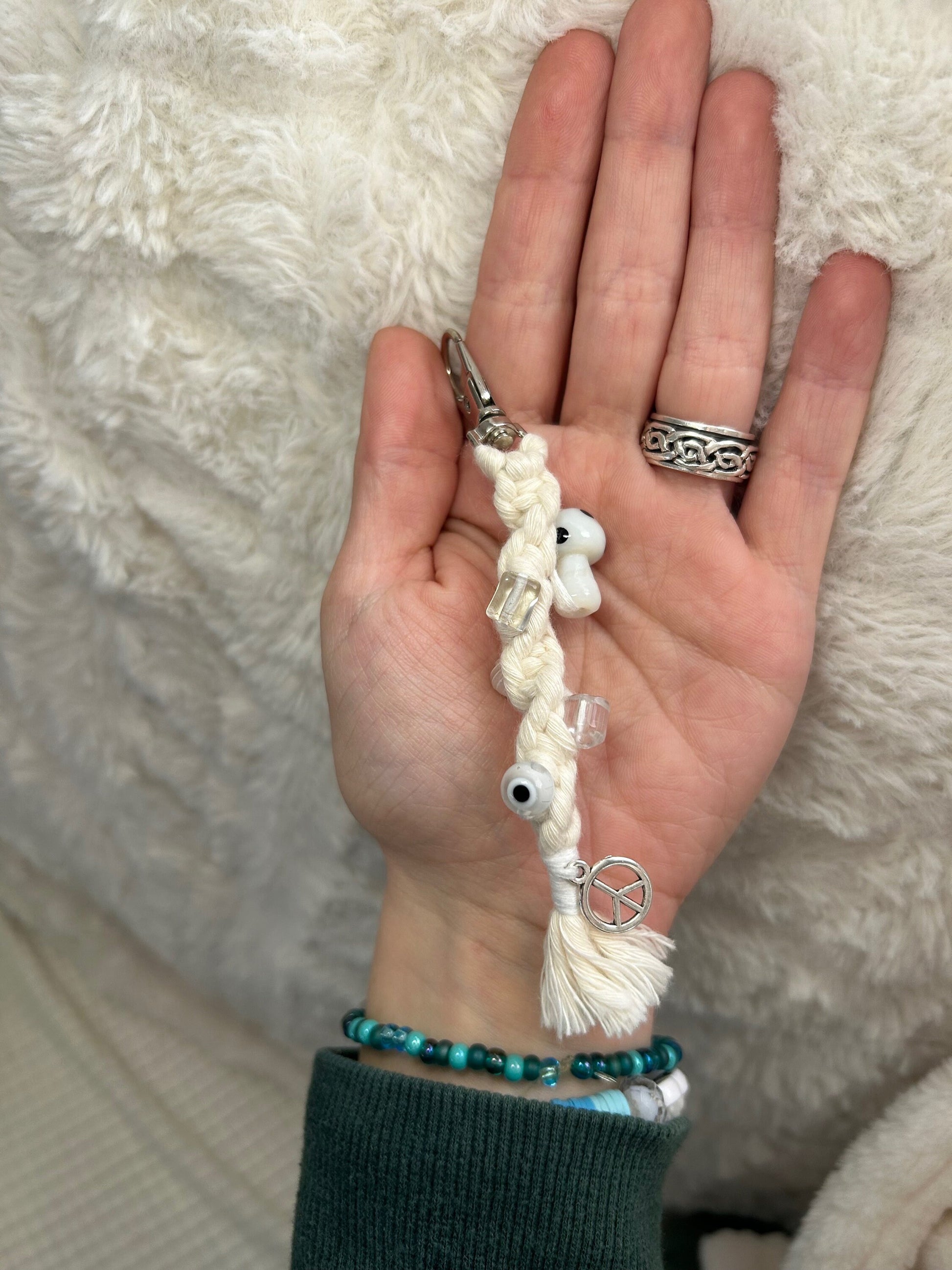 Beaded Macrame fidget keychain