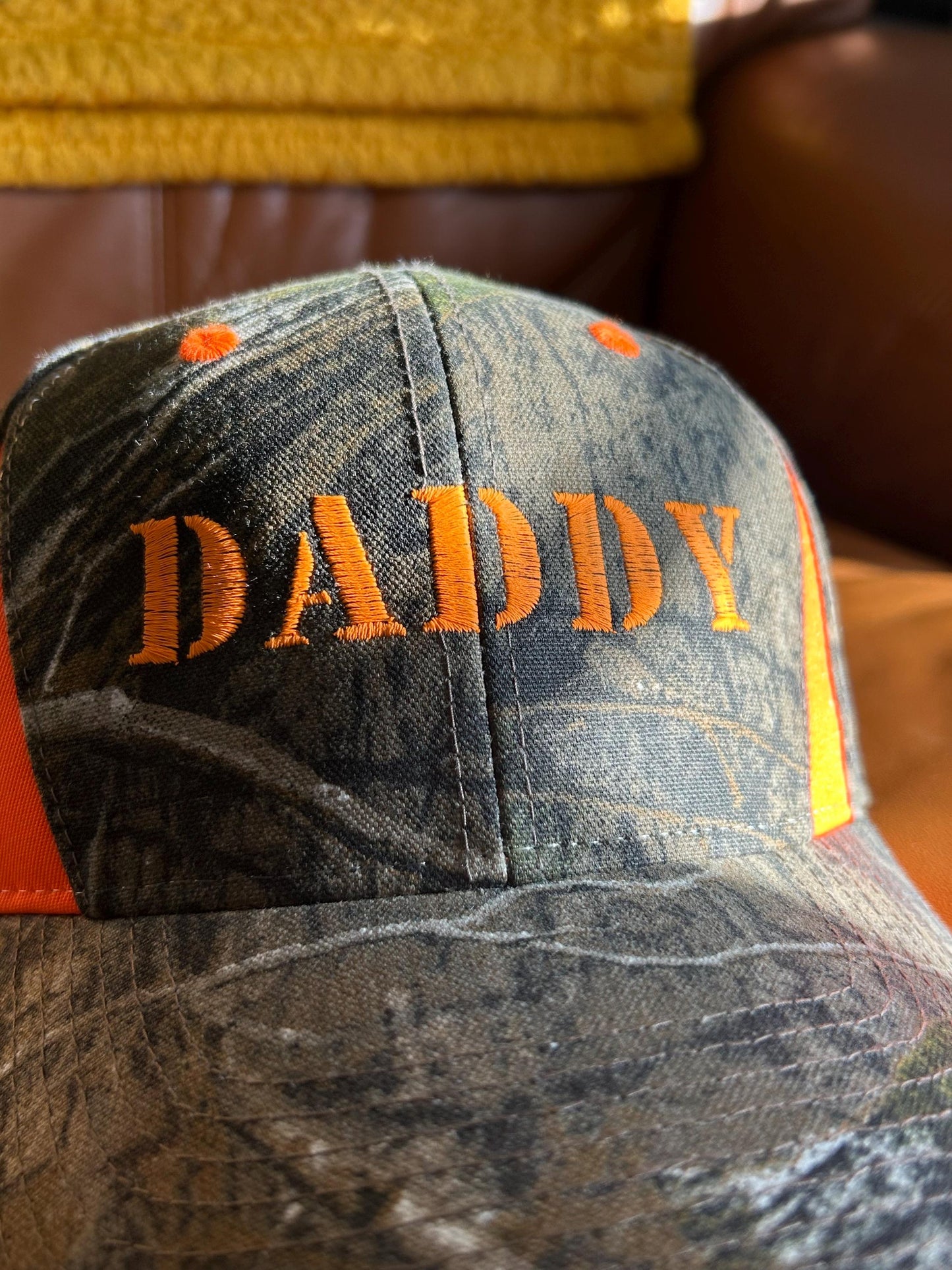Midwest Daddy & Sapphic Custom embroidery Camo Neon Orange Trucker Hat