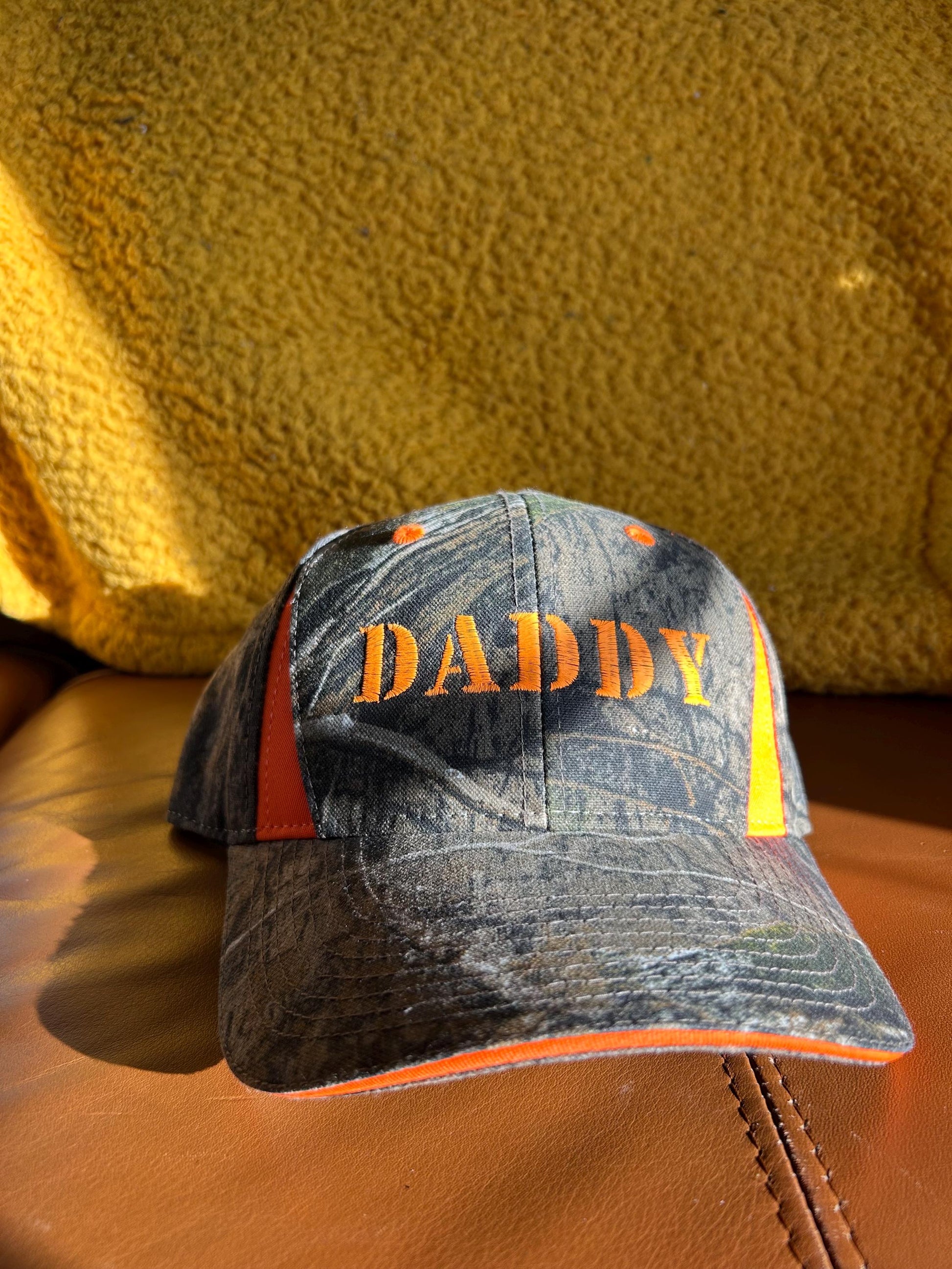 Midwest Daddy & Sapphic Custom embroidery Camo Neon Orange Trucker Hat