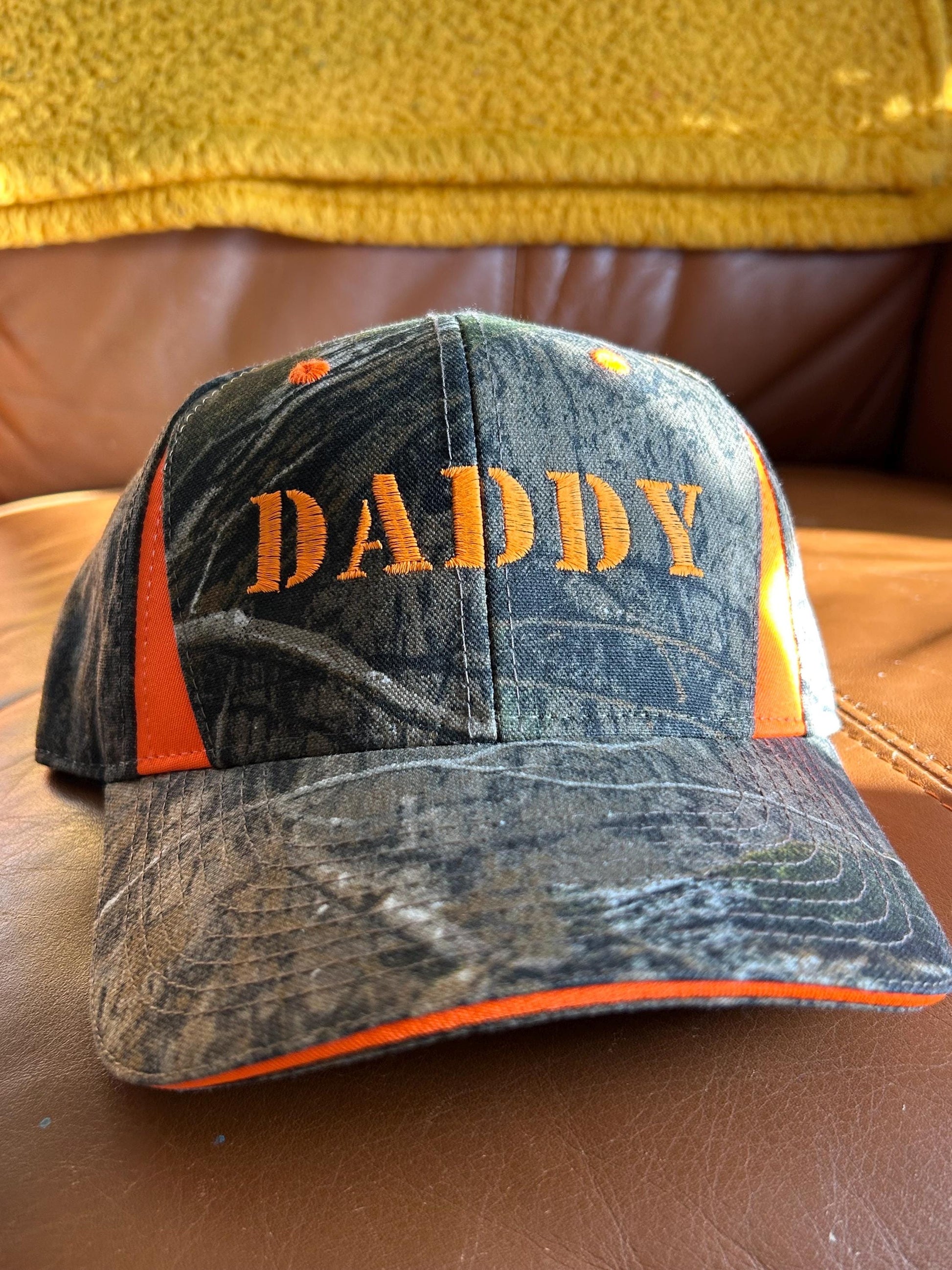 Midwest Daddy & Sapphic Custom embroidery Camo Neon Orange Trucker Hat