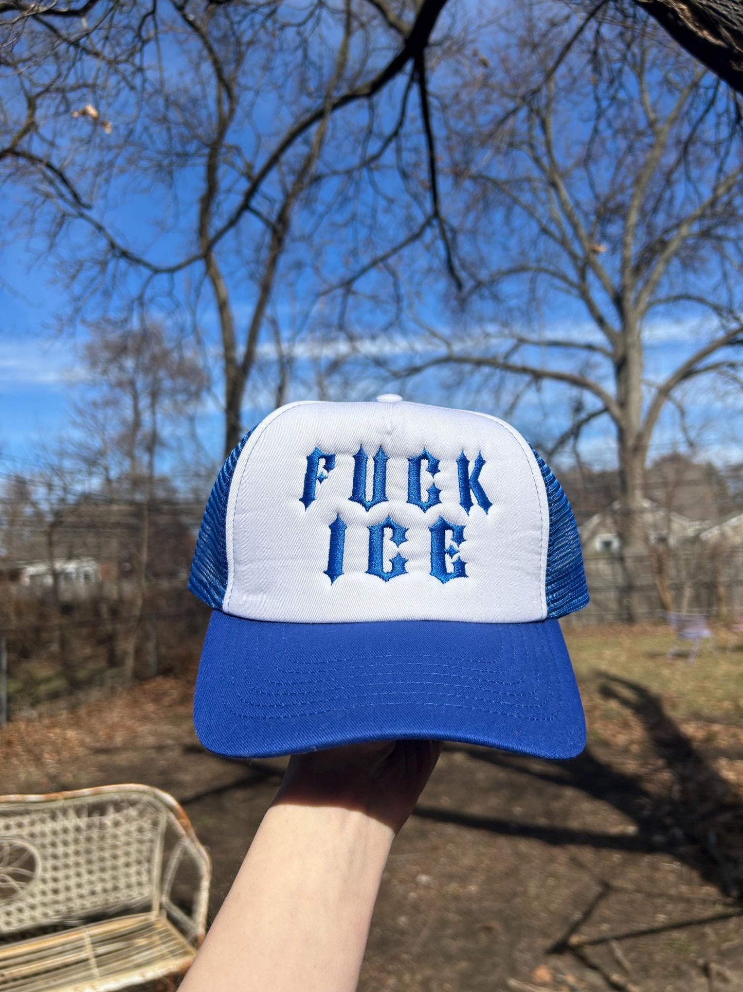Anti Ice Barbed Wire Camo Silver Trucker Hat
