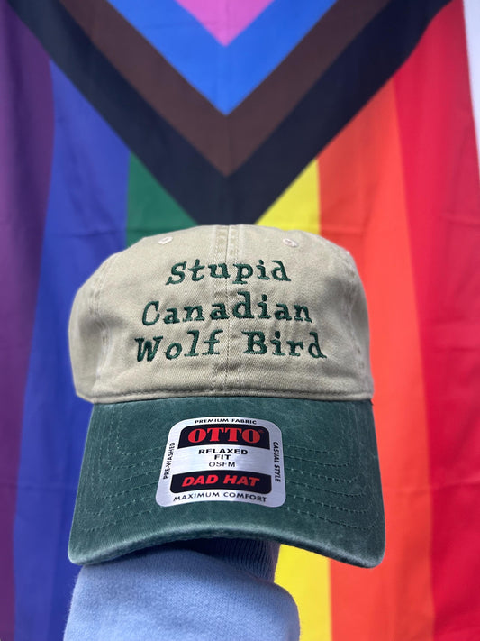 Stupid Canadian Wolf Bird Heated Rivalry Loon Dad Hat baseball Cap