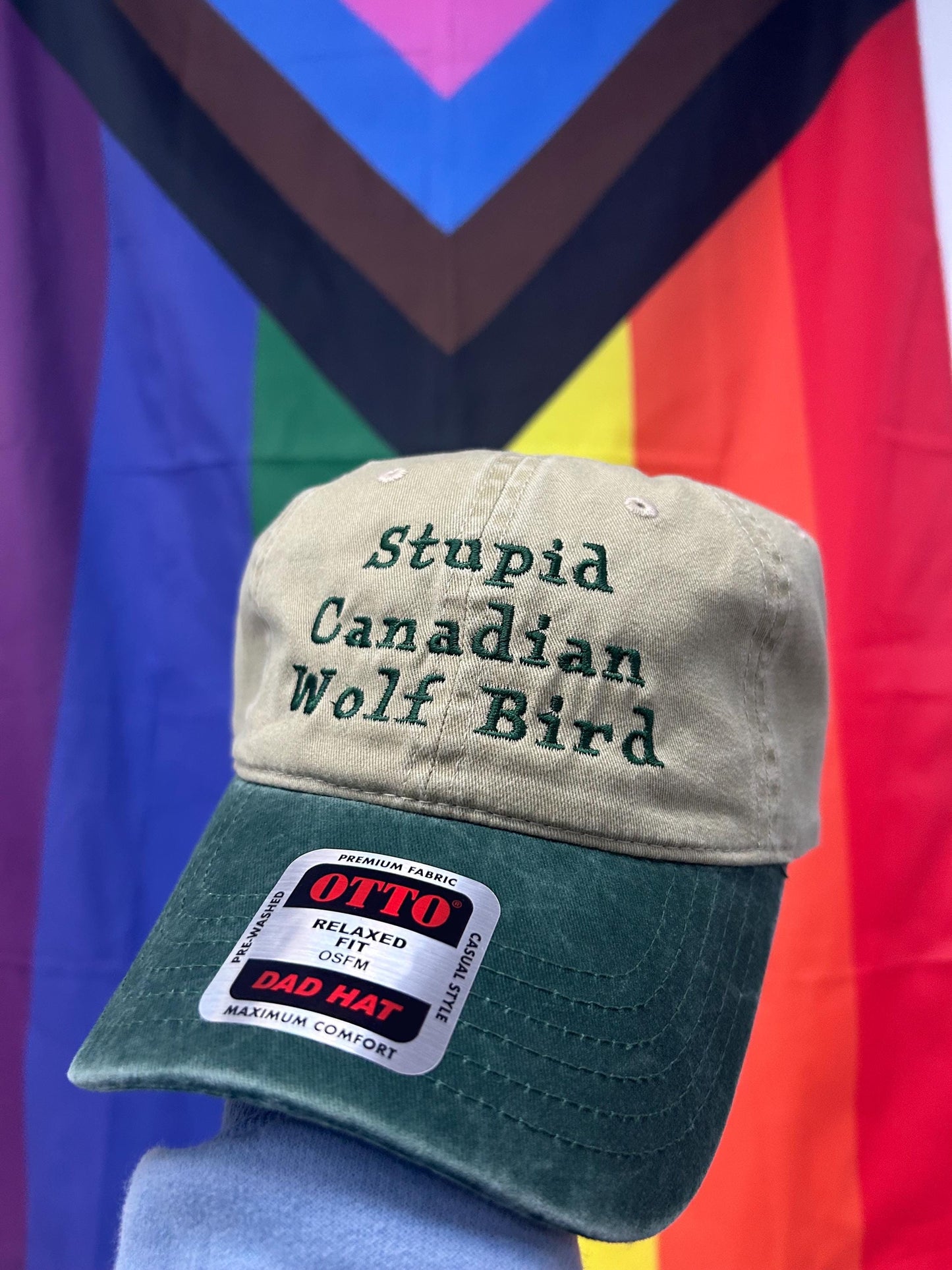 Stupid Canadian Wolf Bird Heated Rivalry Loon Dad Hat baseball Cap