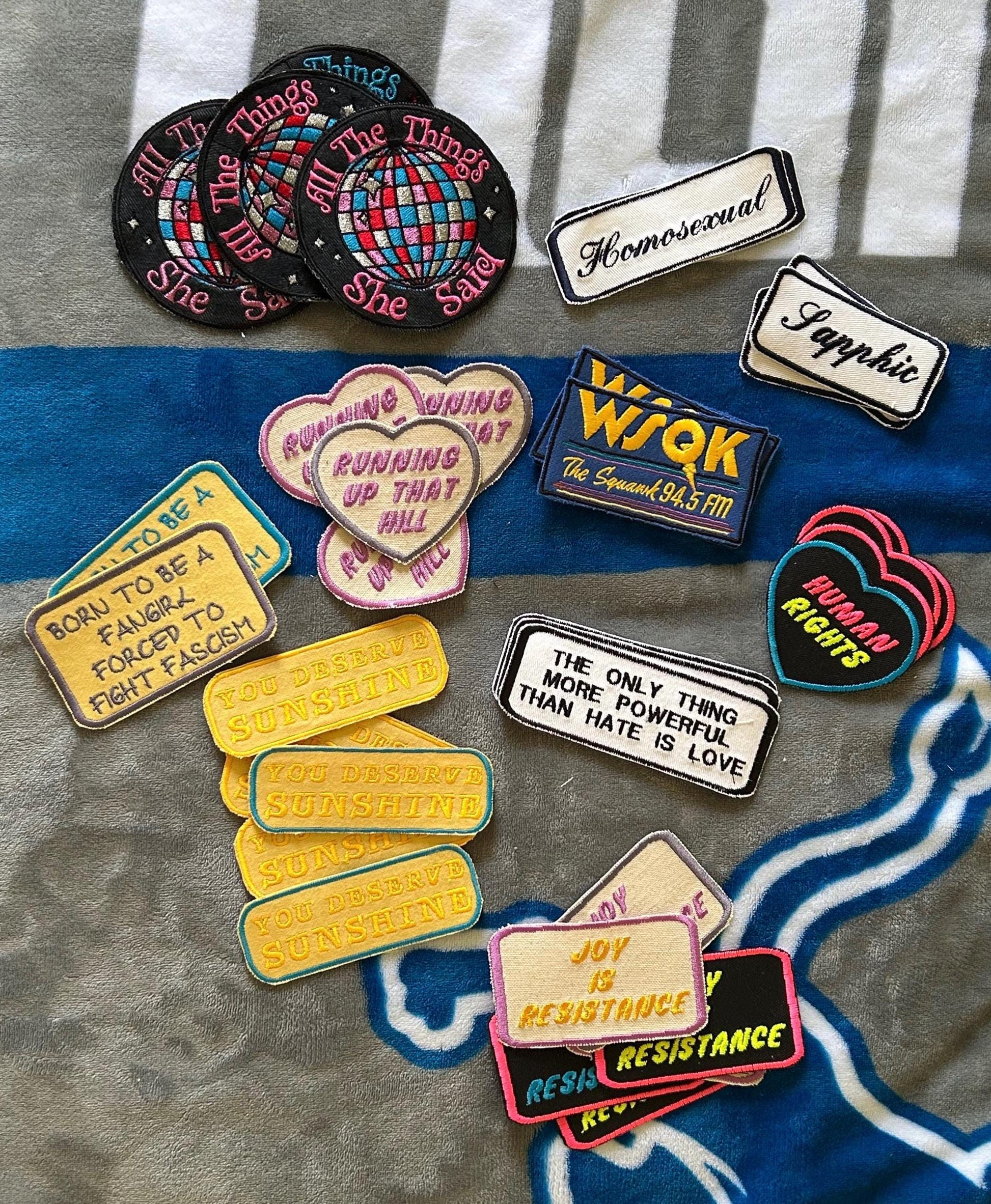 Upcycled fun statement patches embroidered iron on
