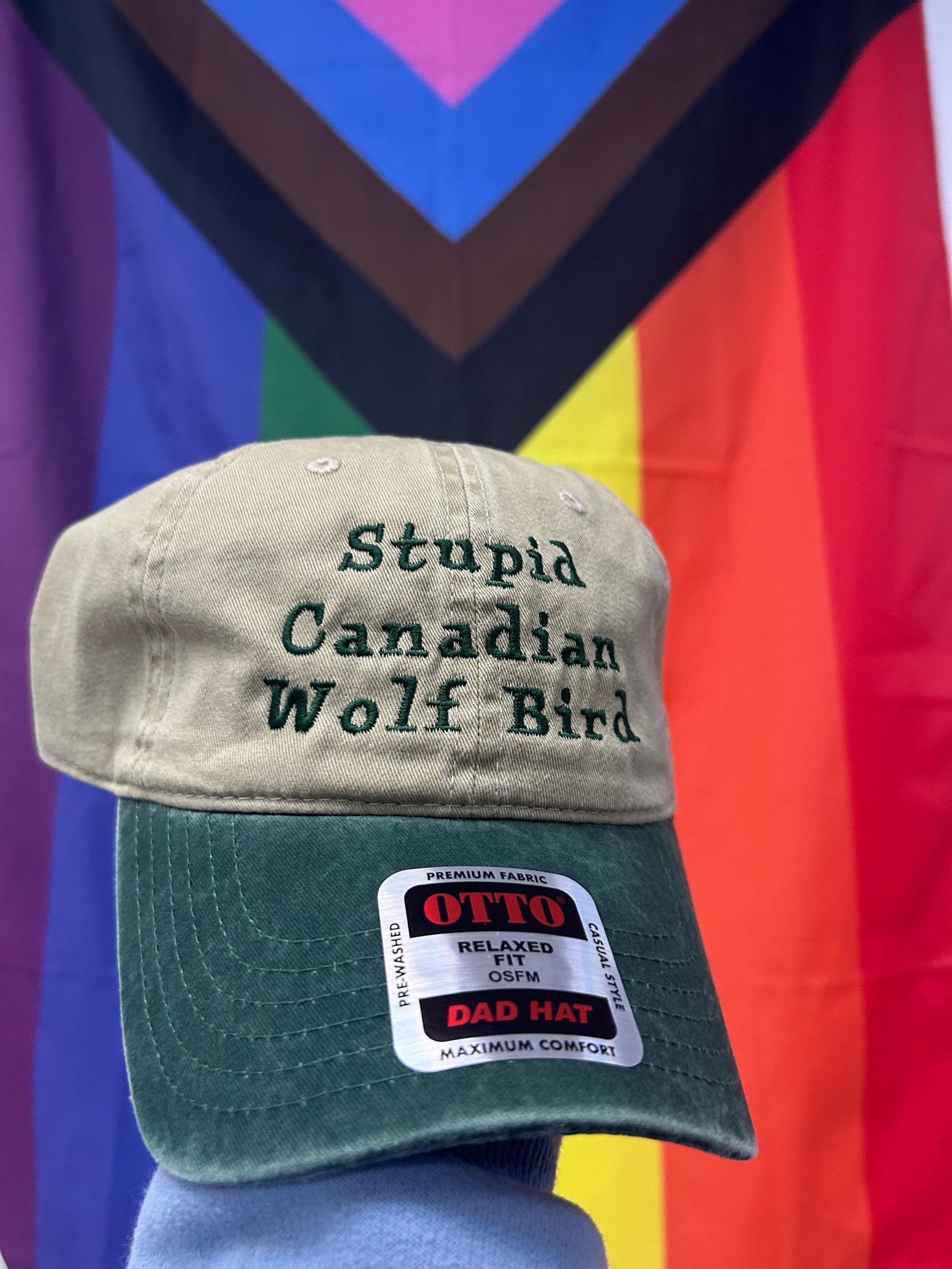Stupid Canadian Wolf Bird Heated Rivalry Loon Dad Hat baseball Cap
