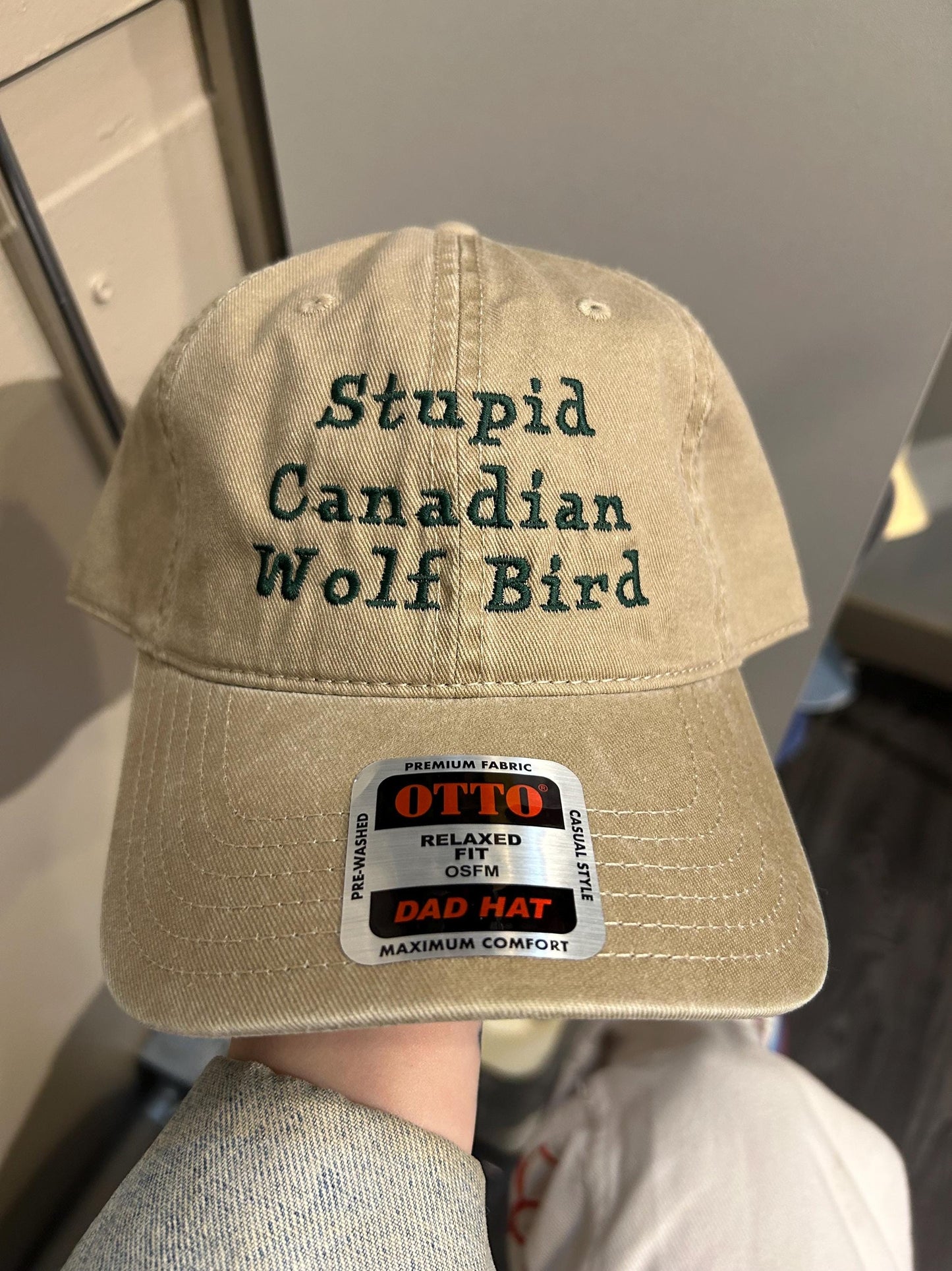 Stupid Canadian Wolf Bird Heated Rivalry Loon Dad Hat baseball Cap