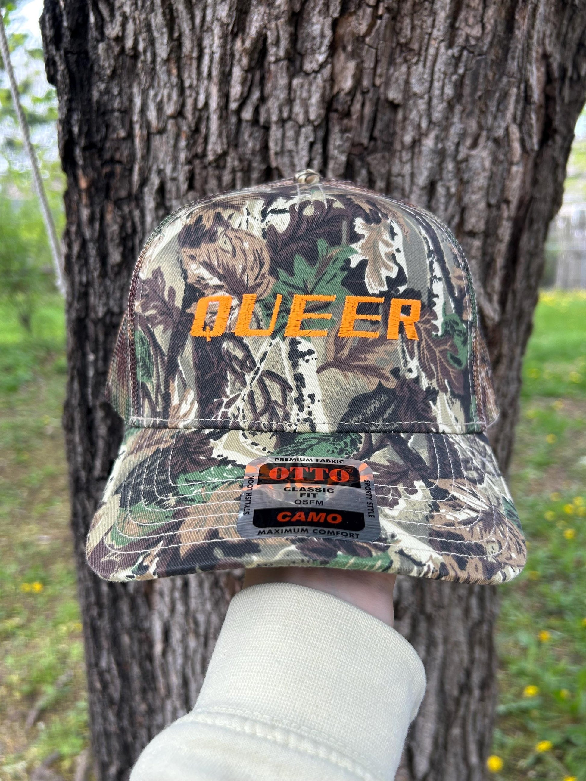 Queer Barb Wire Camo Silver Trucker Hat