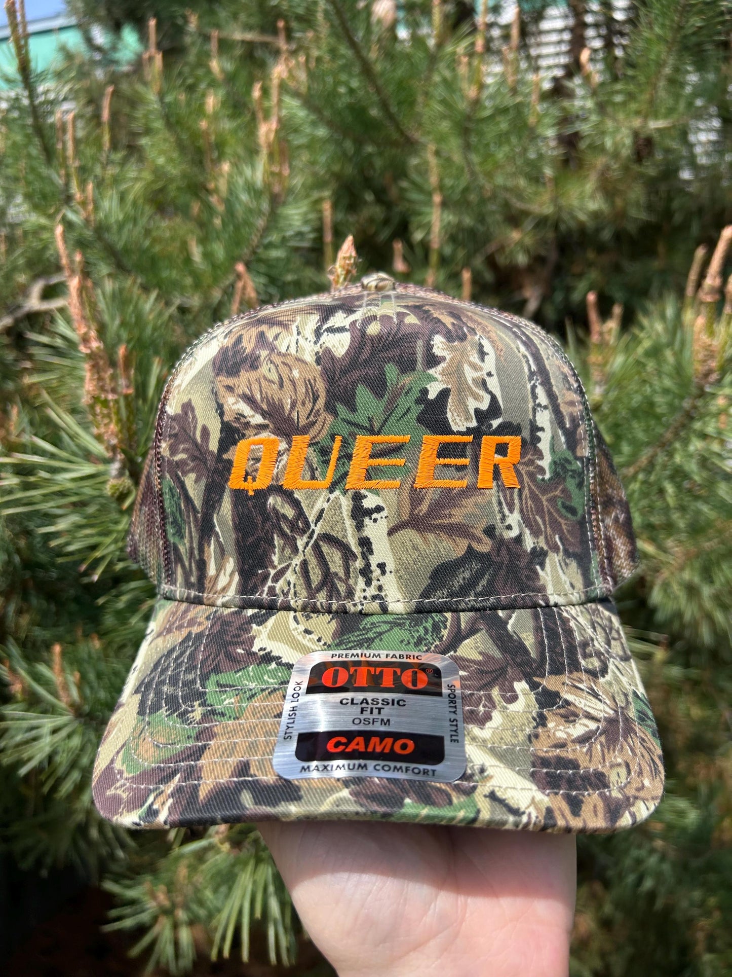 Queer Barb Wire Camo Silver Trucker Hat