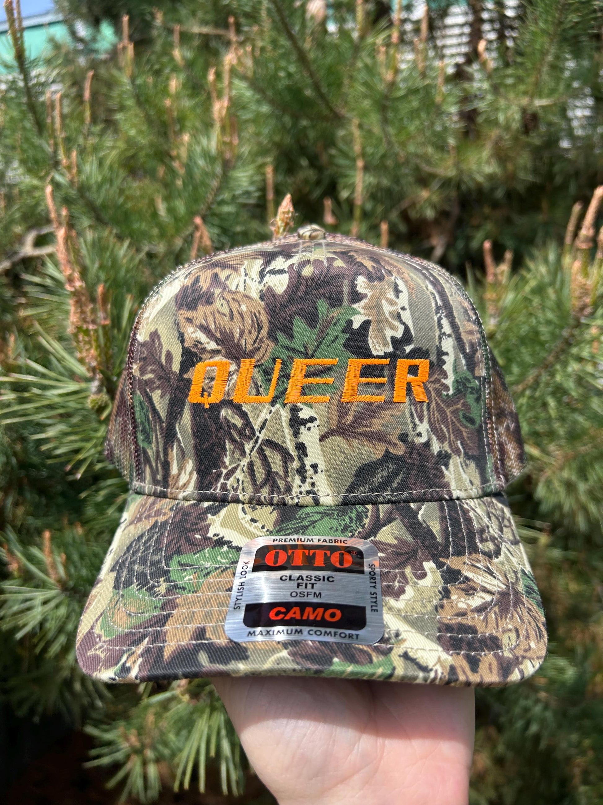 Queer Barb Wire Camo Silver Trucker Hat