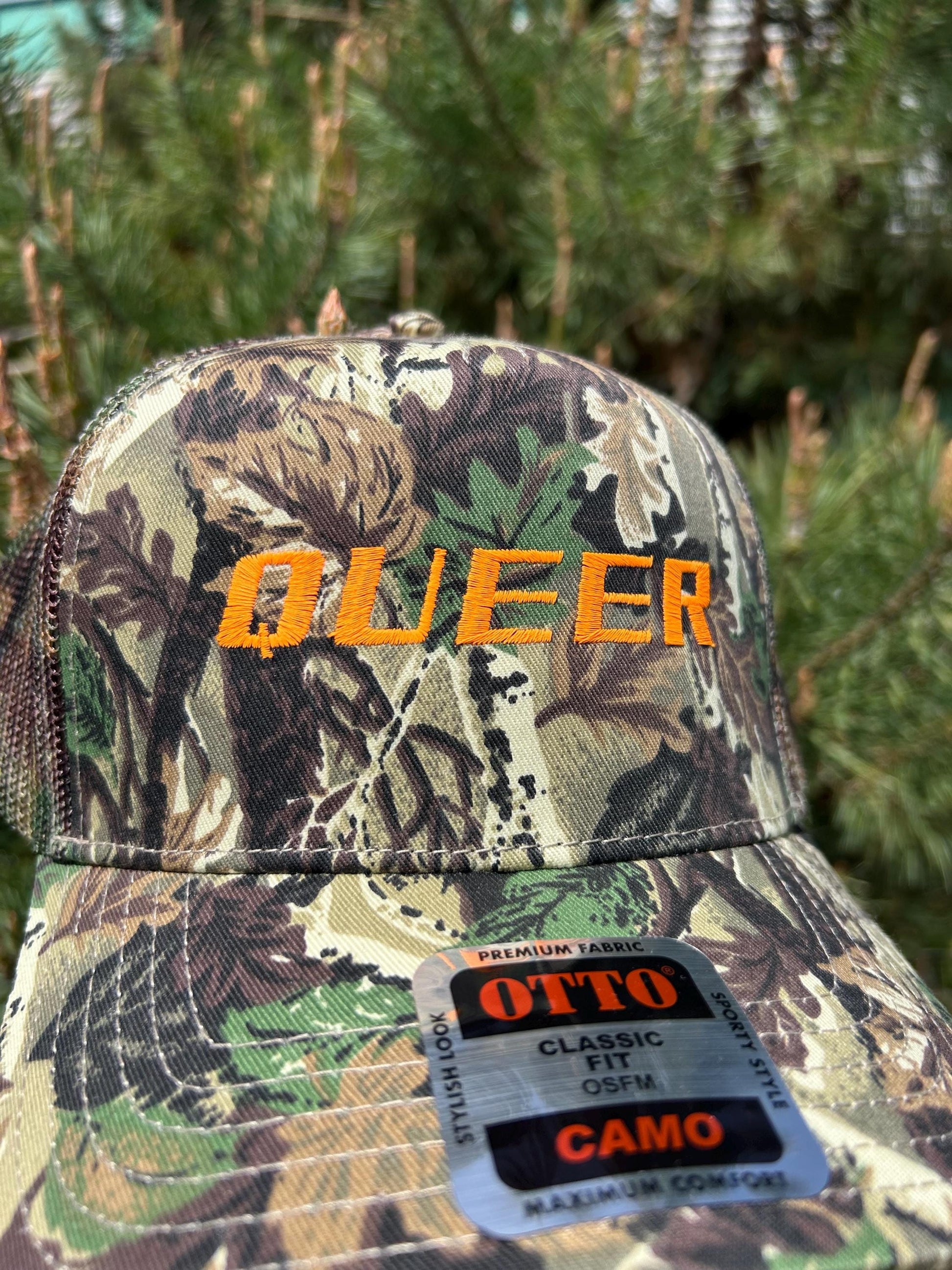 Queer Barb Wire Camo Silver Trucker Hat