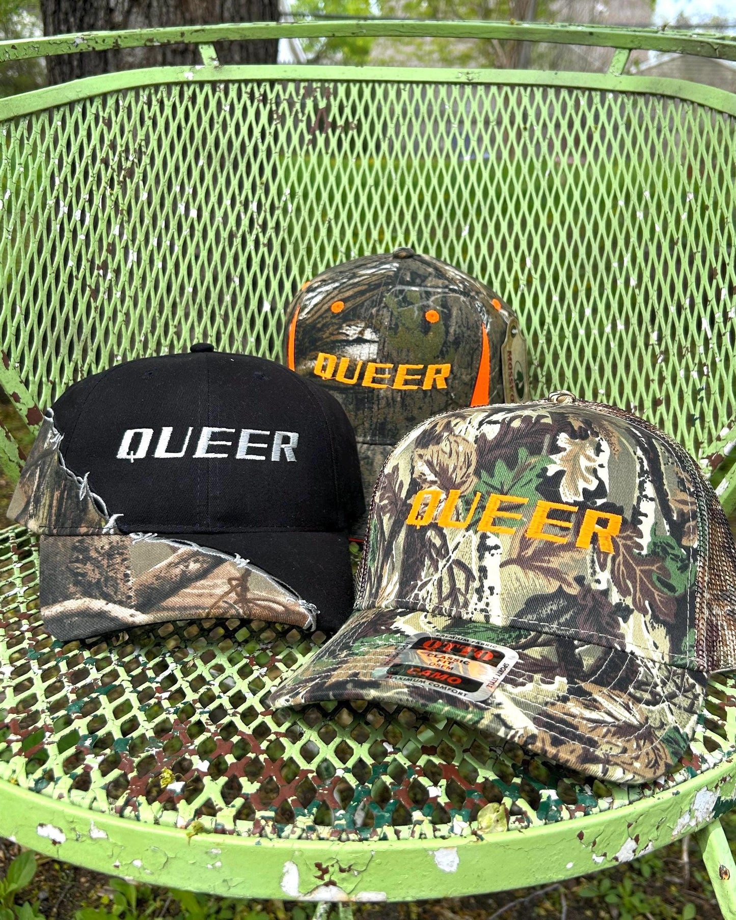 Queer Barb Wire Camo Silver Trucker Hat
