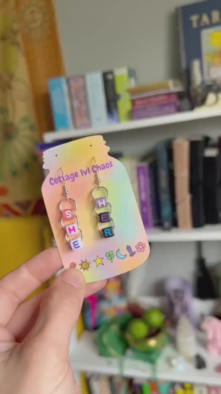 Pronoun chain earrings!