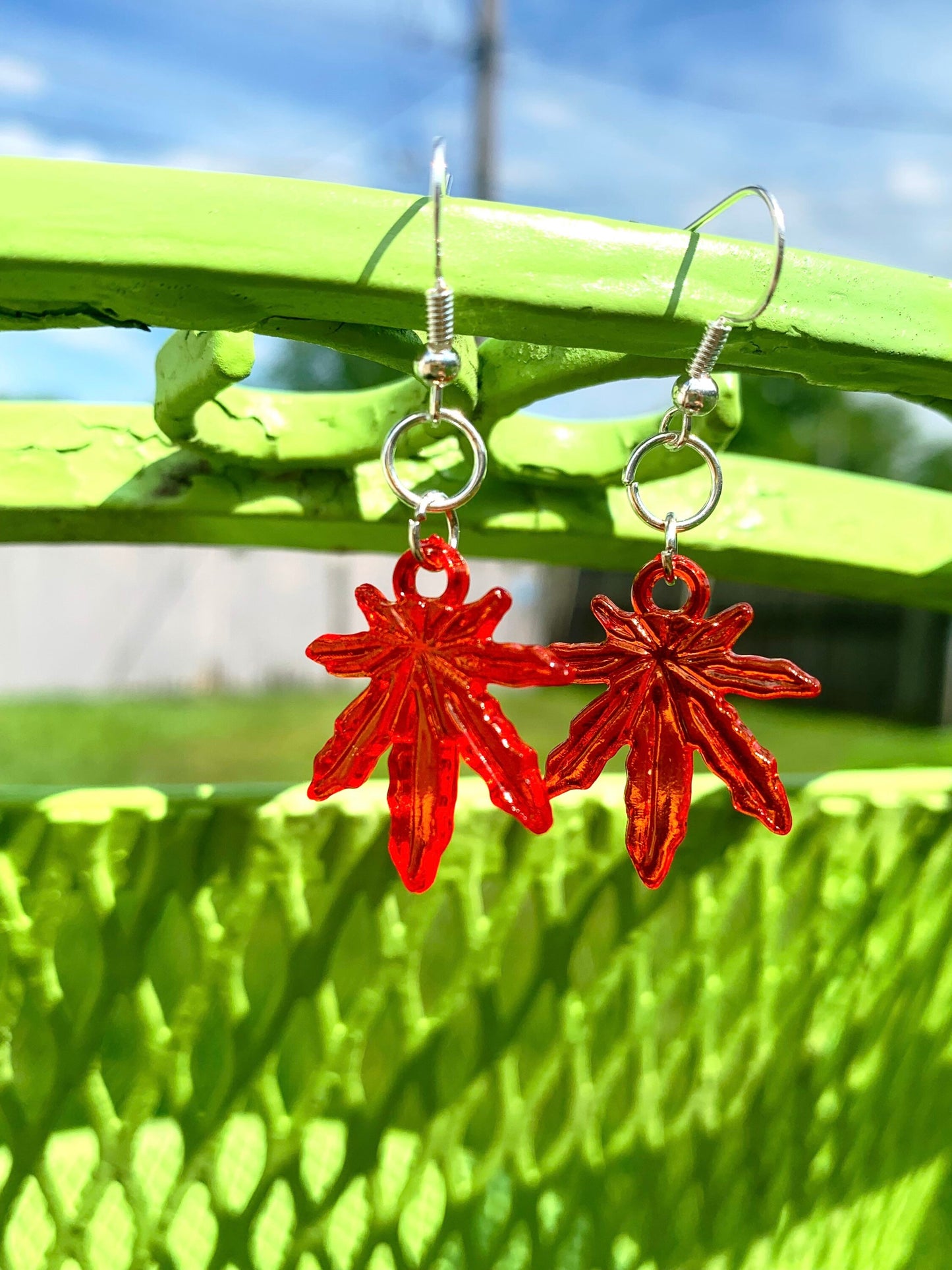 Rainbow hemp leaf earrings