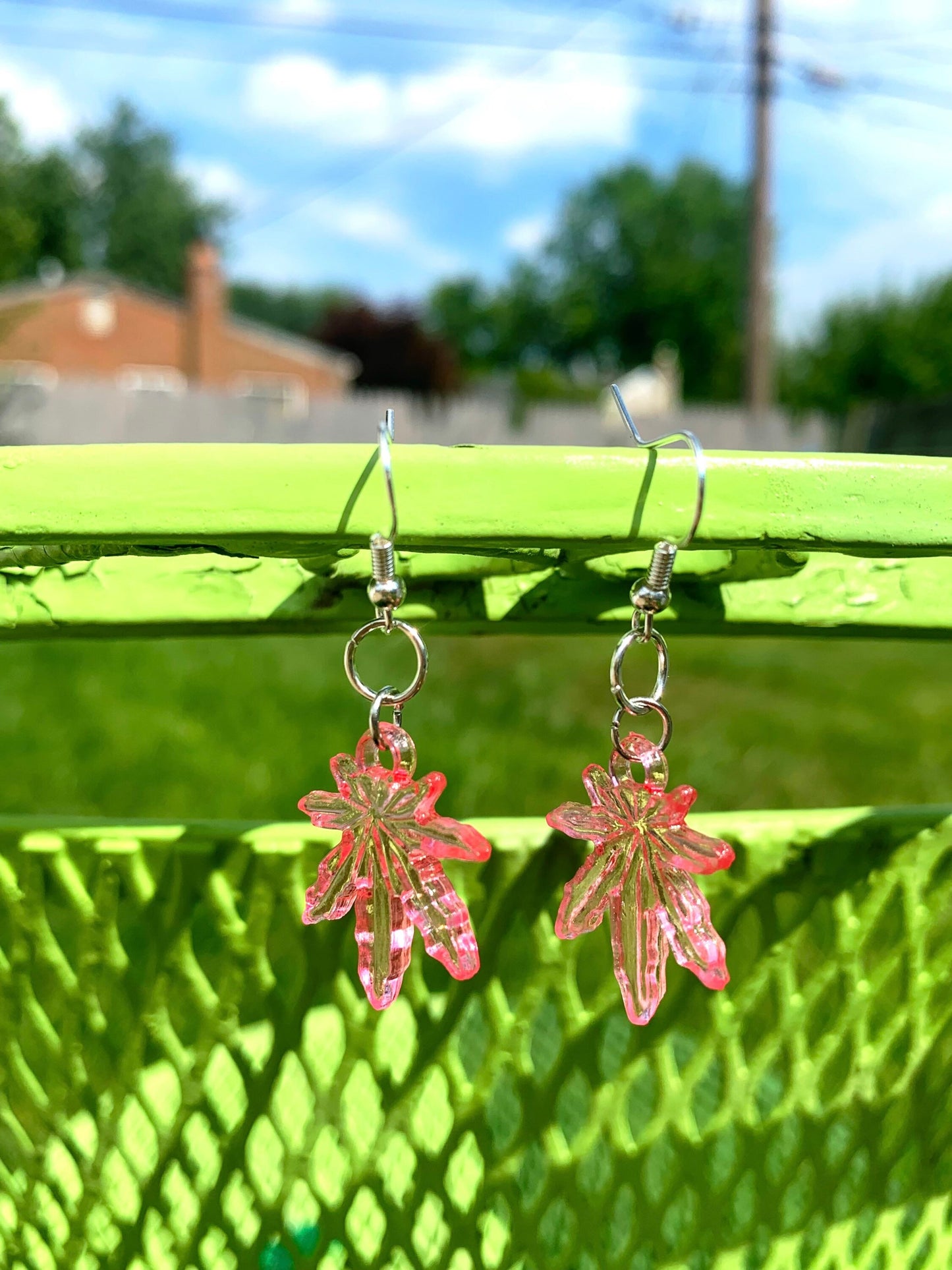 Rainbow hemp leaf earrings