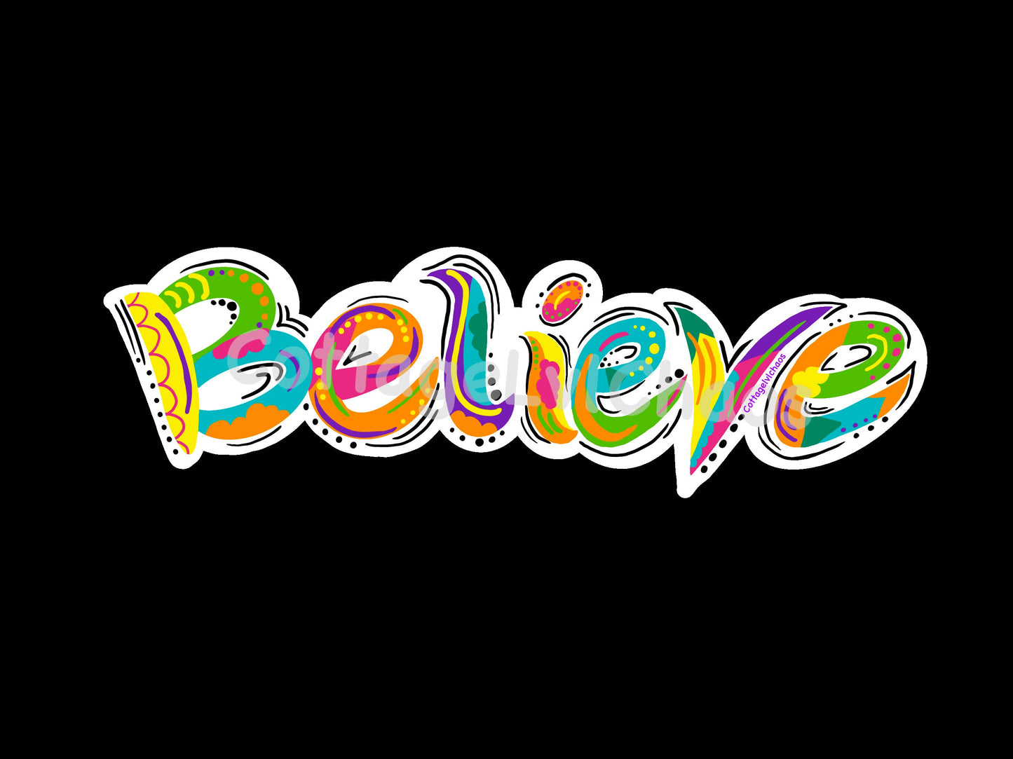 Believe doodle sticker