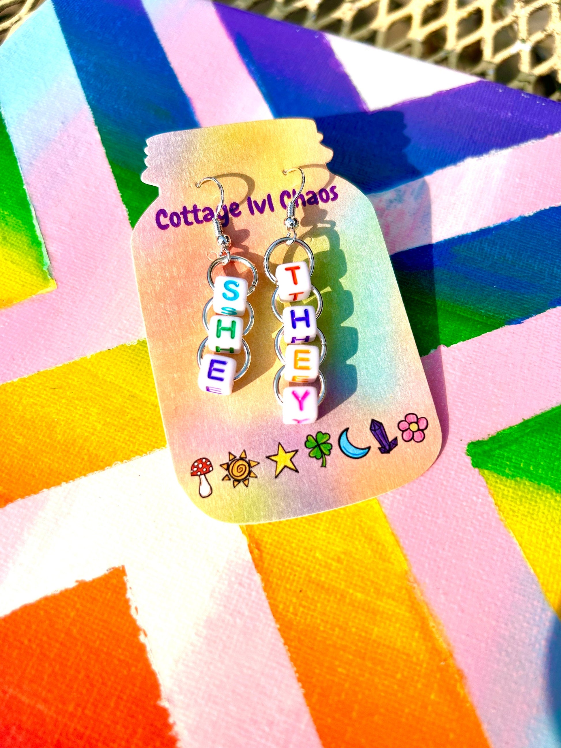 Pronoun chain earrings!