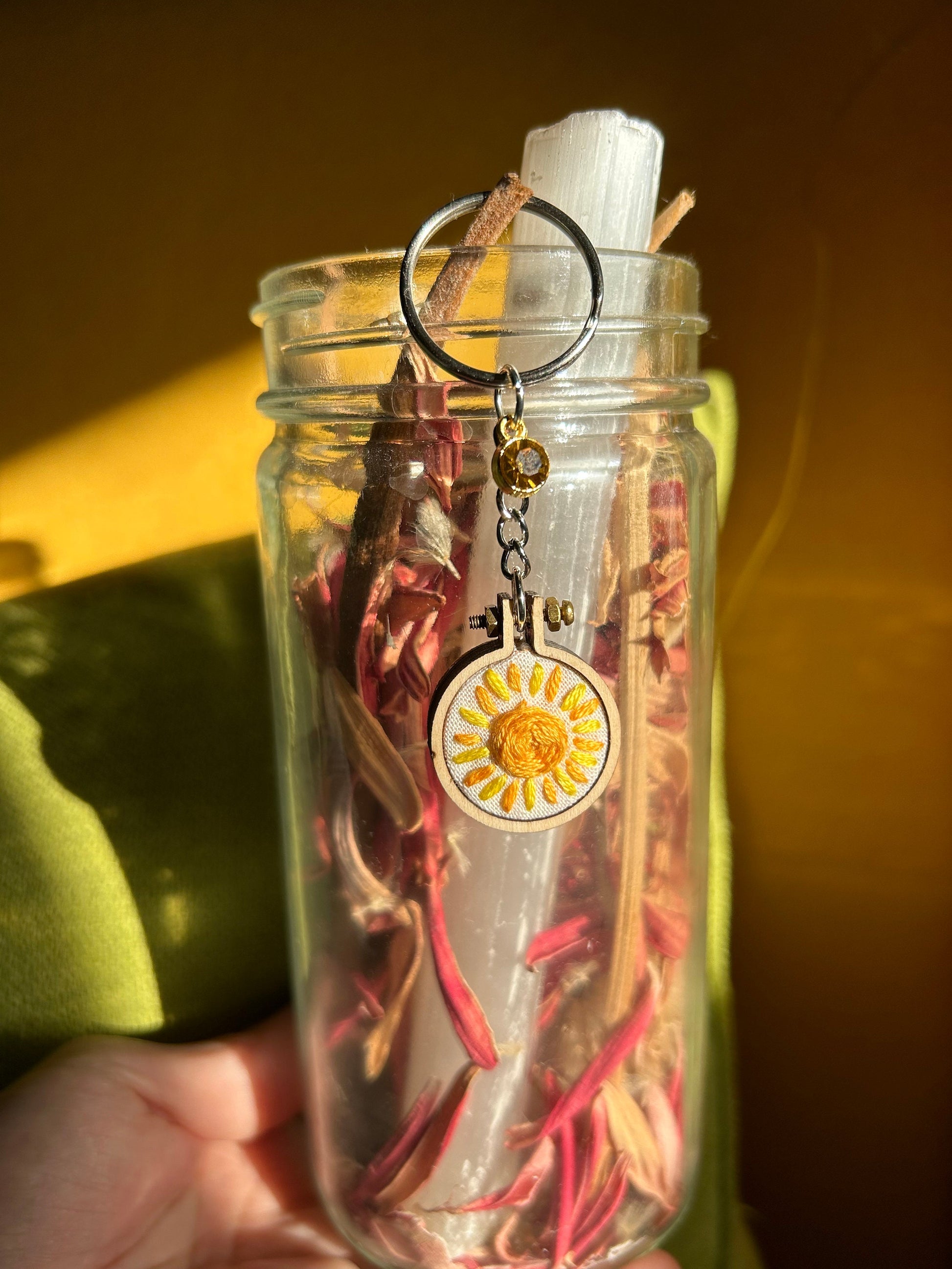 Mini custom hand embroidered keychain charm!